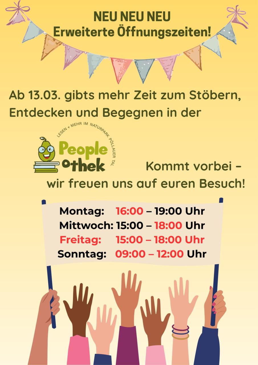 Erweiterte Öffnungszeiten ab 13.03.2026